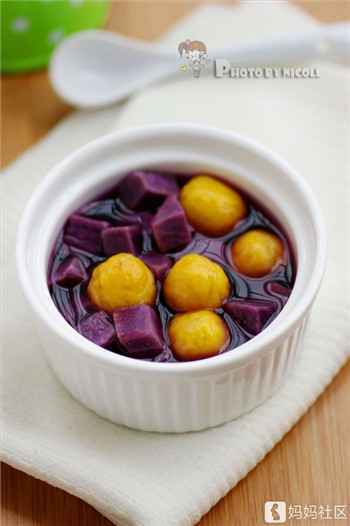 给元宵节来一点色彩：麦香紫薯金瓜圆