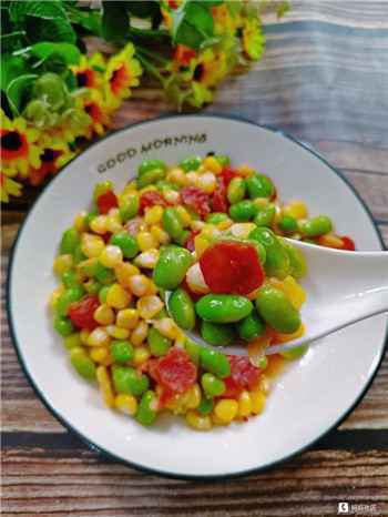 002 超下饭时令家常快手菜:毛豆玉米粒炒腊肠