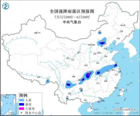 西南地区东部江汉沿淮等有较强降水华北、东北多雷阵雨