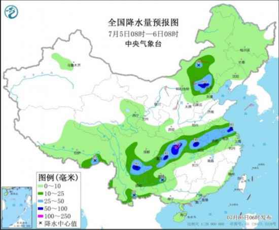 西南地区东部江汉沿淮等有较强降水华北、东北多雷阵雨