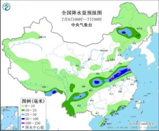 西南地区东部江汉沿淮等有较强降水华北、东北多雷阵雨