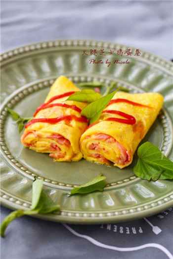 001 营养早餐之火腿芝士鸡蛋卷